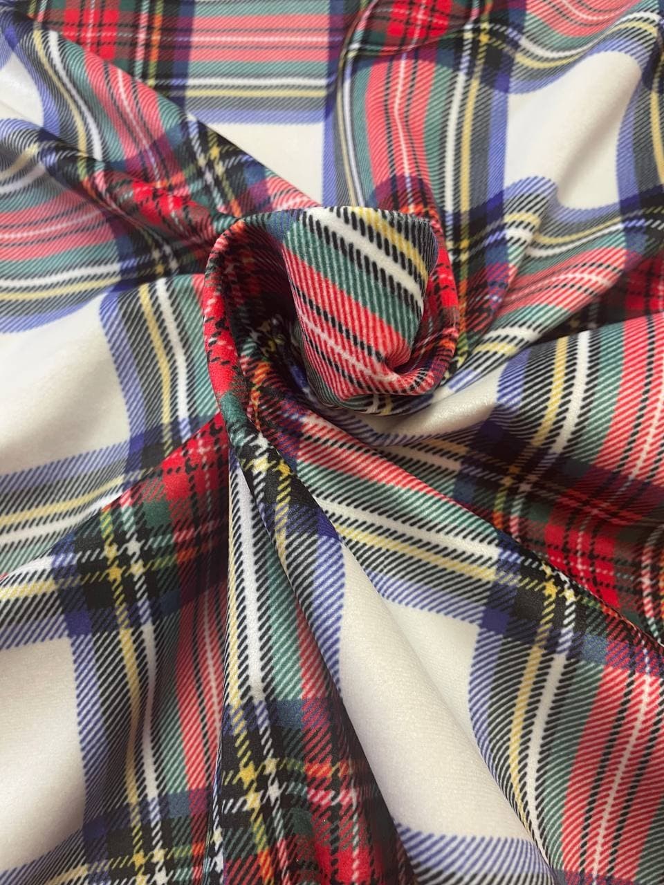 Tartan Velluto Quadri Bianchi Multicolor