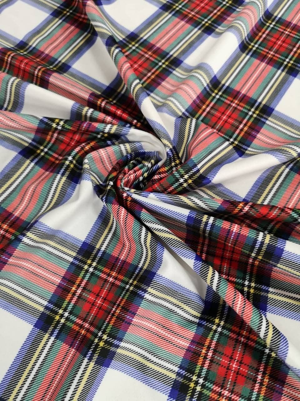Tartan Velluto Quadri Bianchi Multicolor