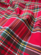 Yarn-dyed cotton tartan with gold glitter h140, three variants
