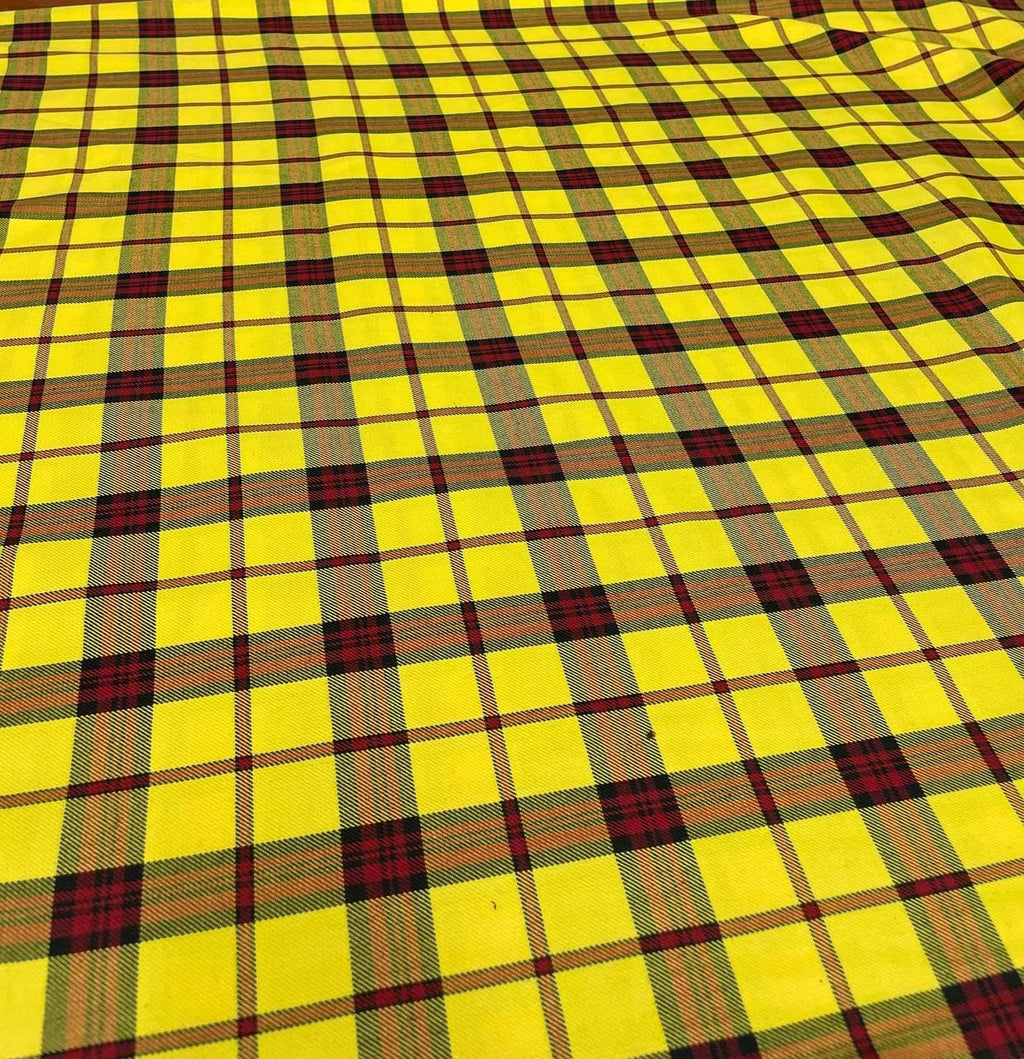 Tartan Scozzese Poliestere Giallo Quadretto Rosso - WorldTessuti