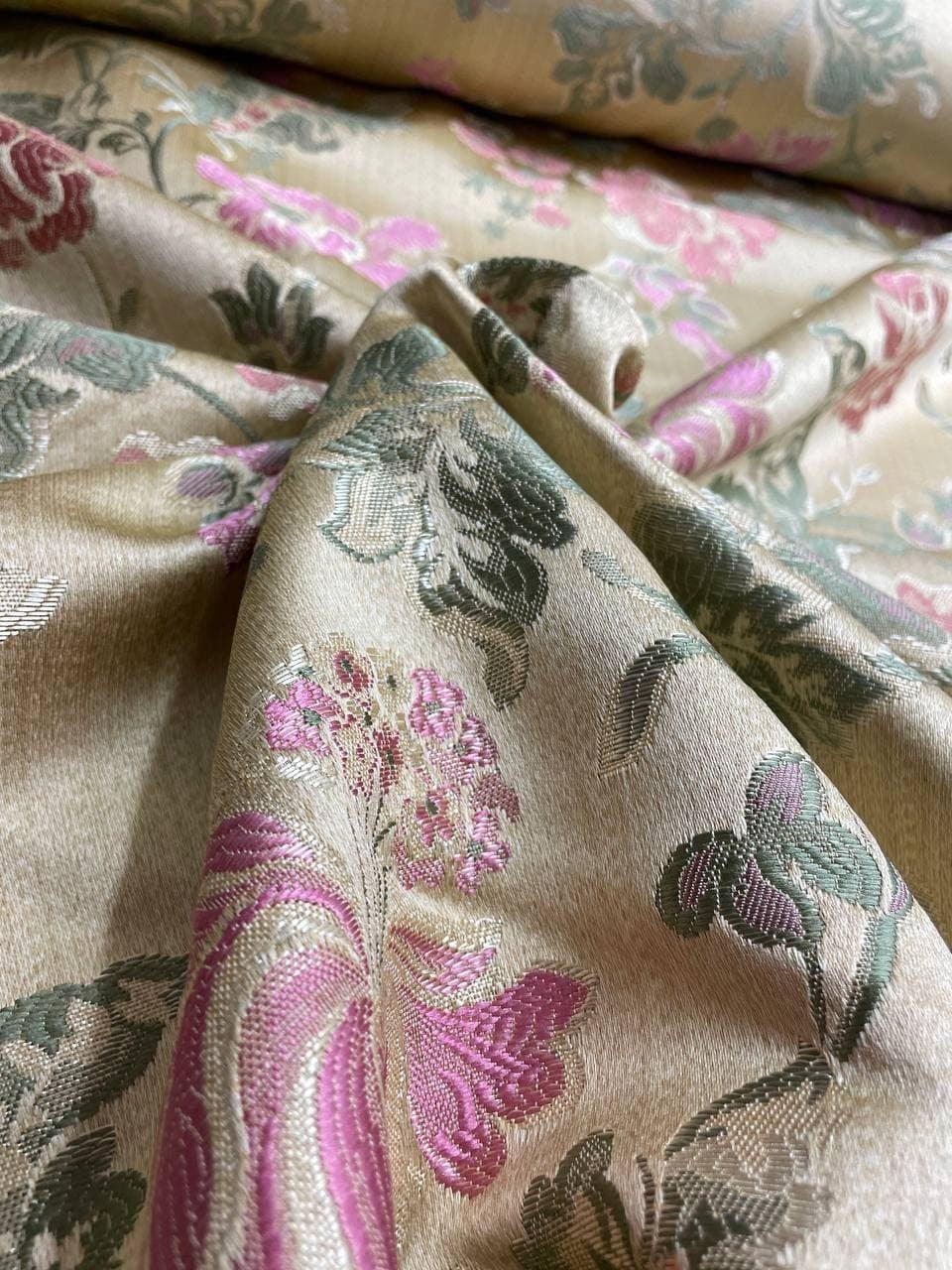 Tappezzeria Stile San Leucio Floreale Dorato - WorldTessuti