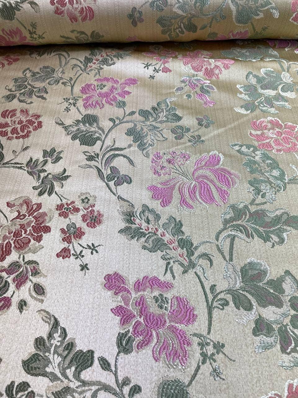 Tappezzeria Stile San Leucio Floreale Dorato - WorldTessuti