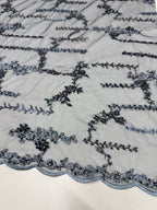 Pizzo Cerimonia fiorellino astratto blu scuro