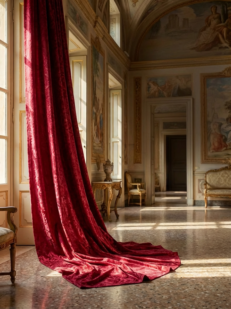 Damascato Jacquard Barocco Velluto Operato Bordeaux Doppia Altezza