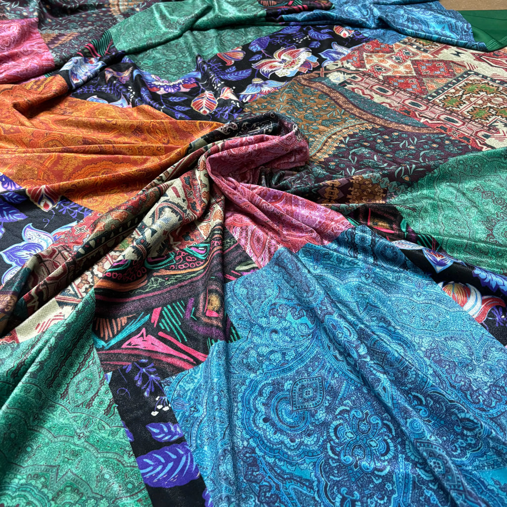 Velluto Patchwork Wax arab  Bielastico