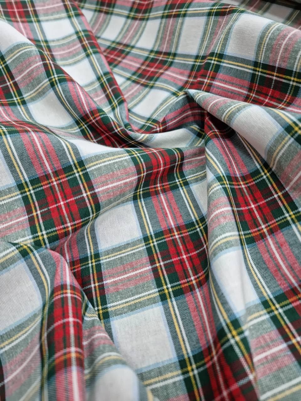 Tartan in Cotone Tinto in Filo Quadro Bianco 140