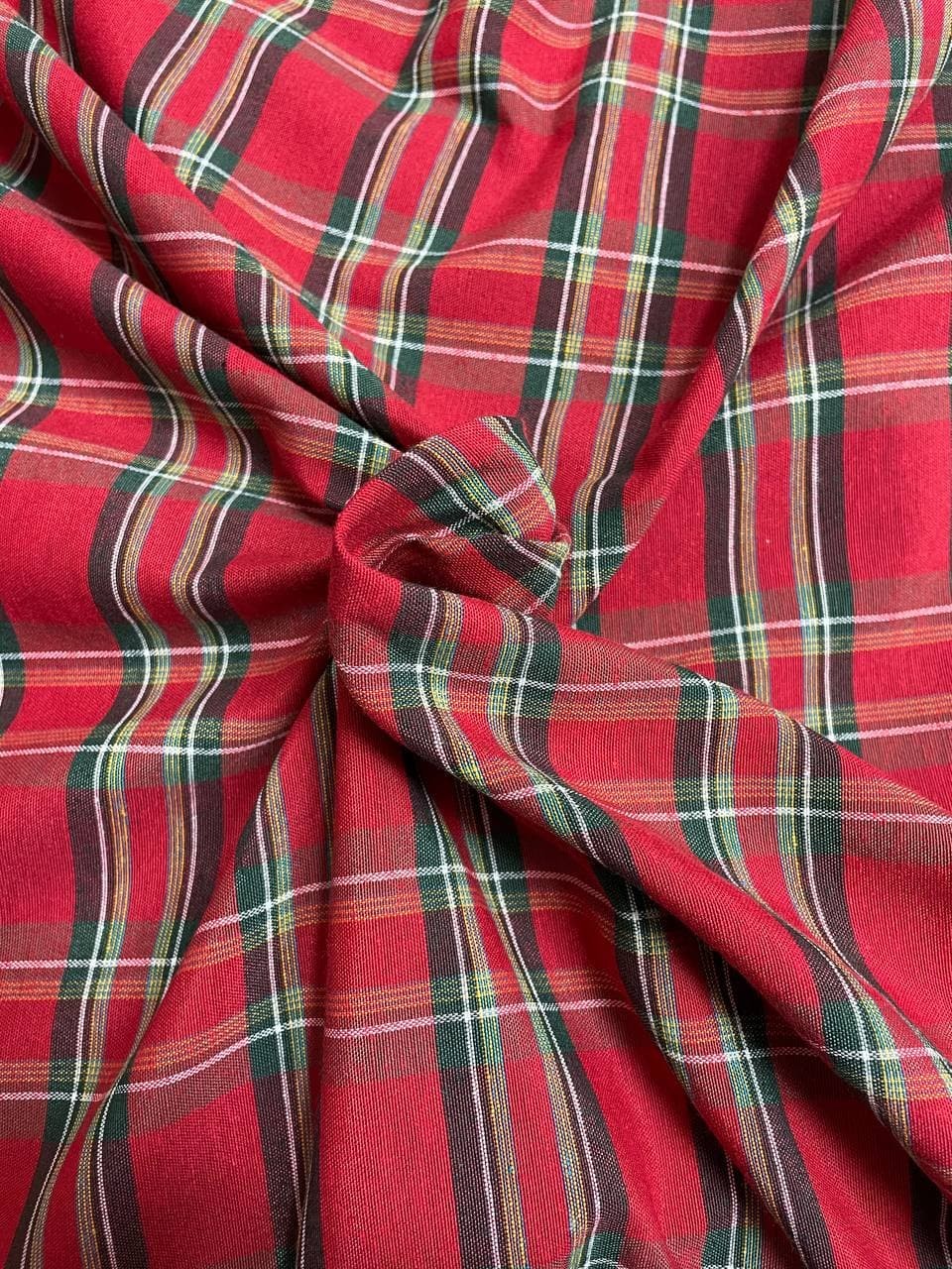 Tartan in Cotone Tinto in Filo Quadro Rosso Grande 140