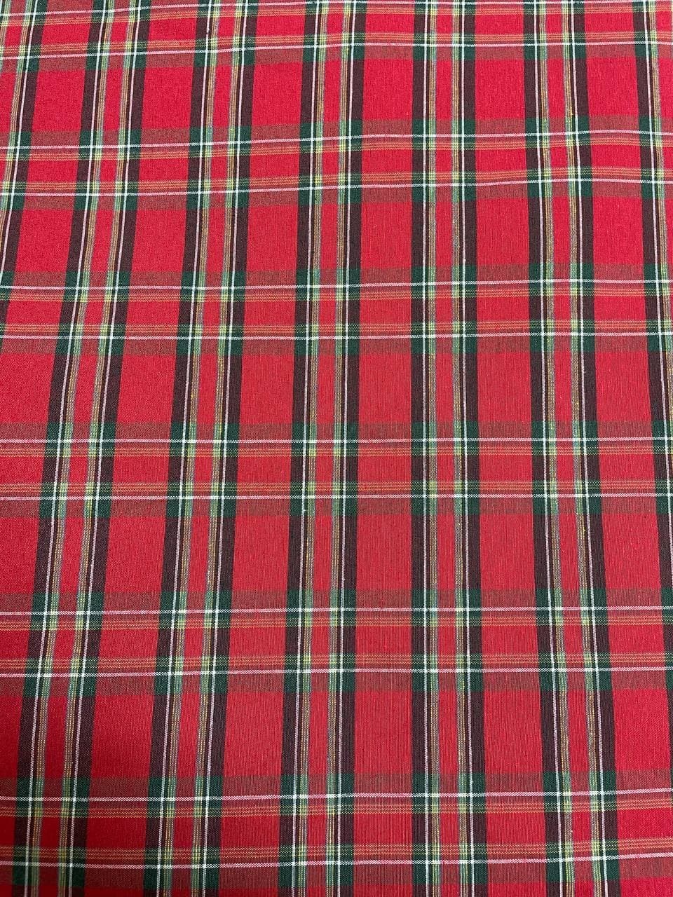 Tartan in Cotone Tinto in Filo Quadro Rosso Grande 140