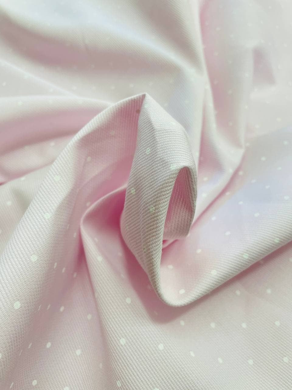 Piquet Cotone Pois Spillo Rosa Sparso Italy