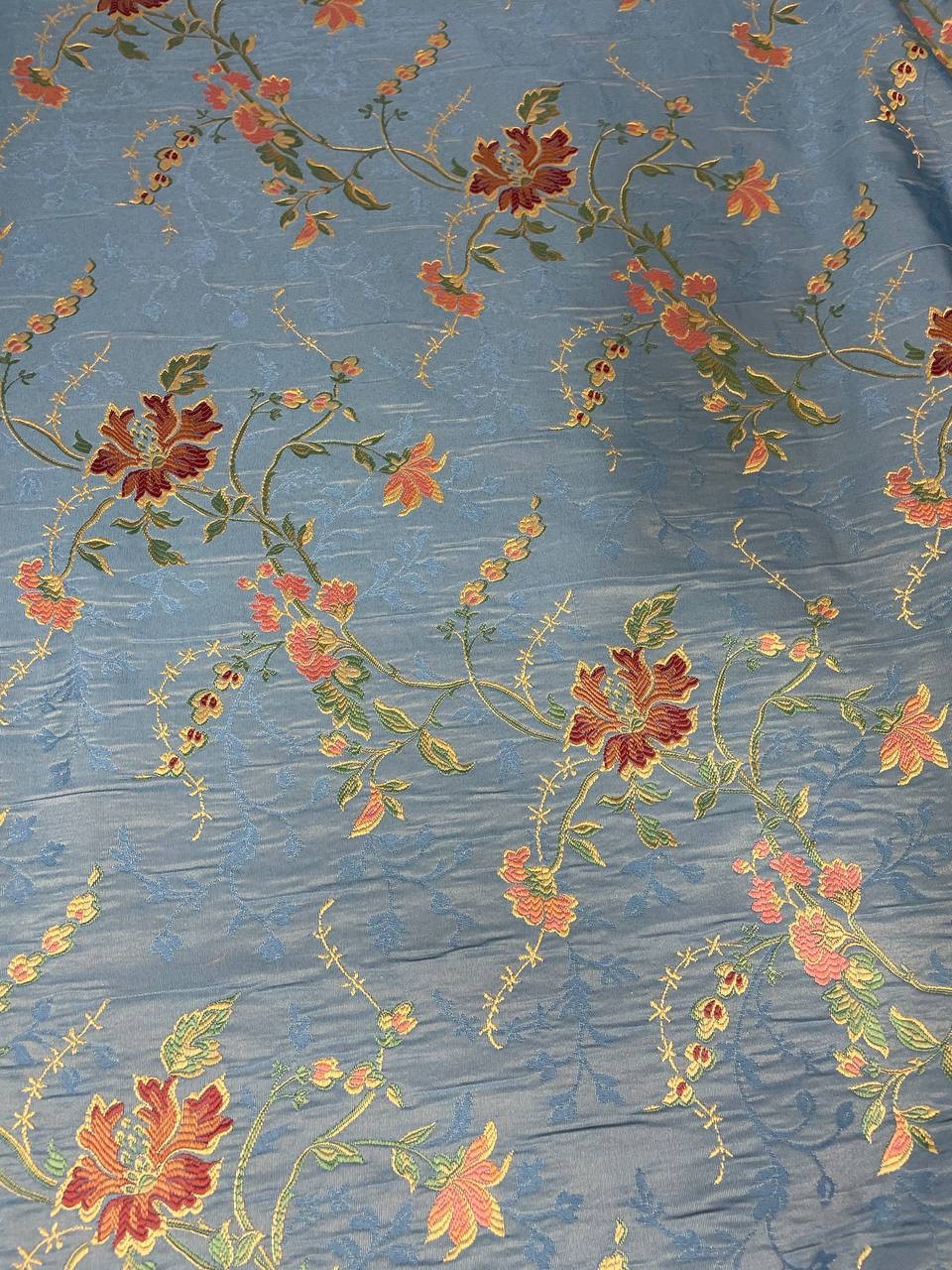 Tappezzeria Stile San Leucio Faraone Blu Royal Floreale - WorldTessuti