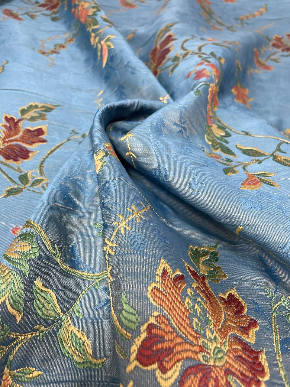 Tappezzeria Stile San Leucio Faraone Blu Royal Floreale - WorldTessuti