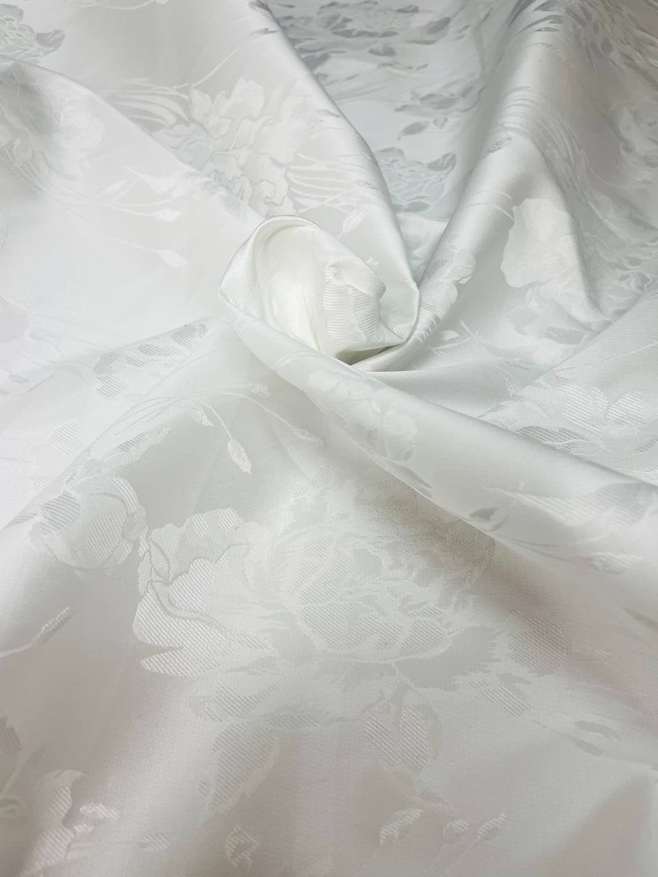Damascato Jacquard Bianco Tinta Su Tinta