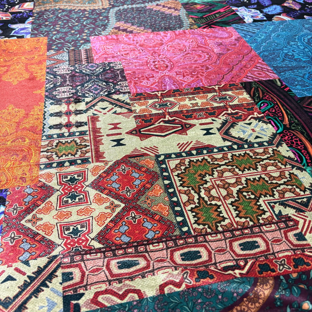 Velluto Patchwork Wax arab  Bielastico