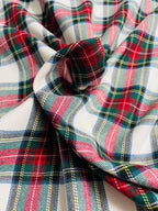 Tartan Scozzese Fondo Bianco Quadro Rosso - WorldTessuti