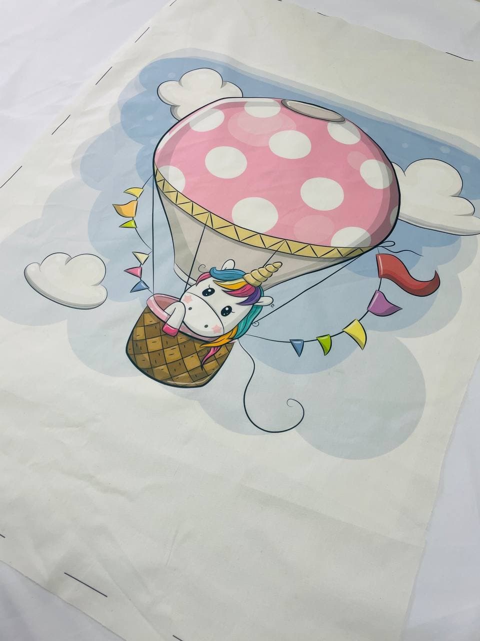 Pannello Cotone Unicorno Mongolfiera 100x140
