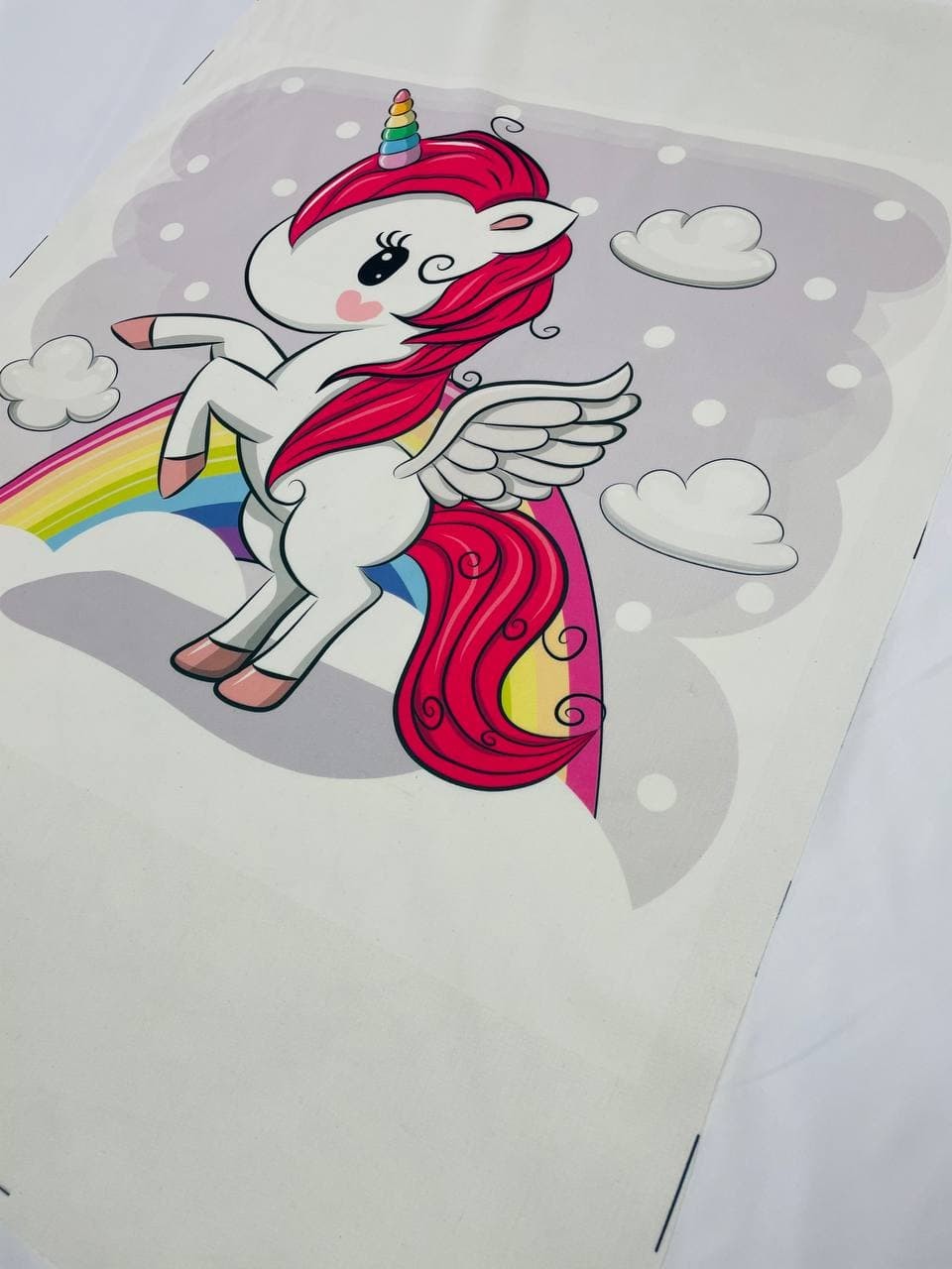 Pannello Cotone Unicorno Arcobaleno 100X140