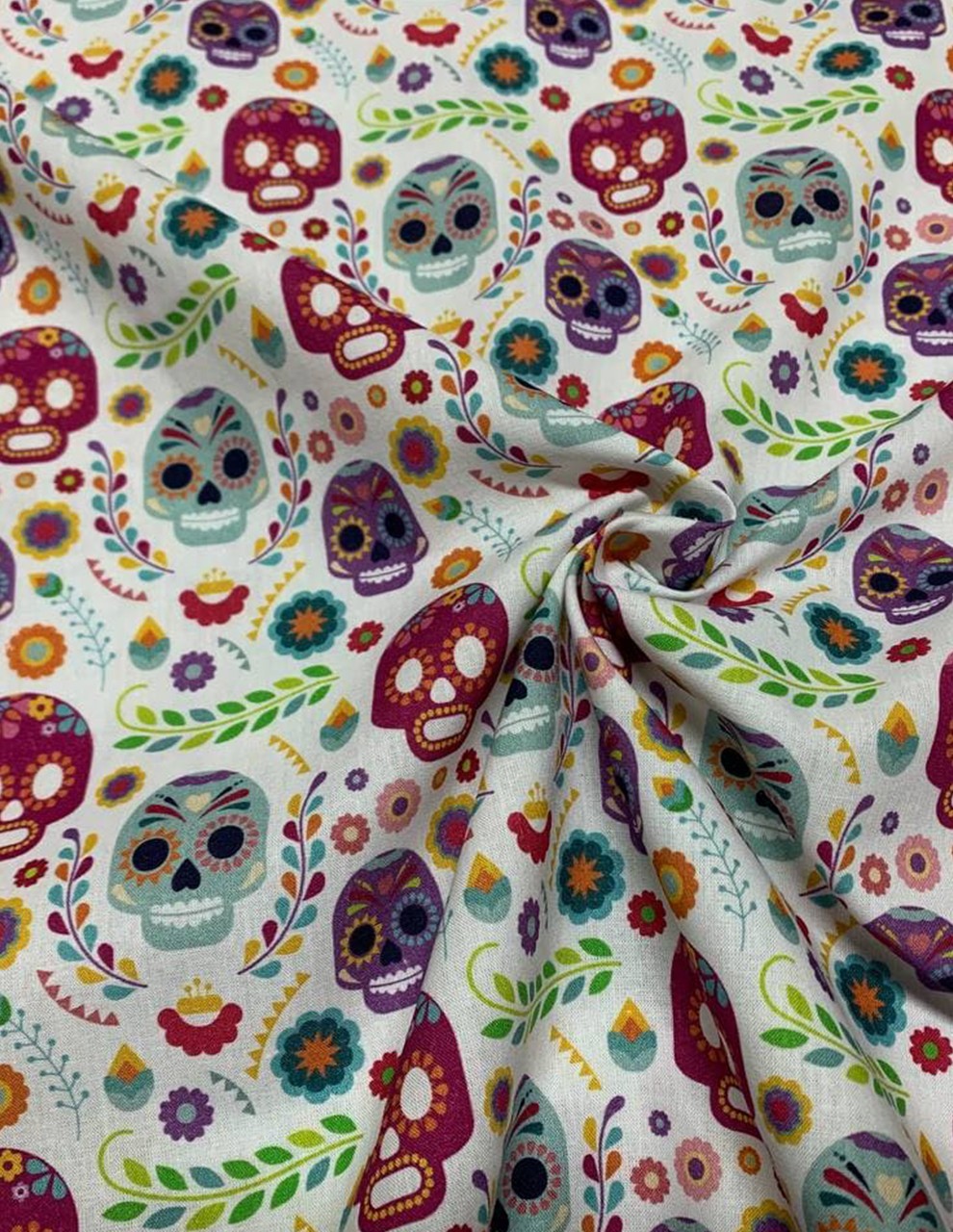 Tessuto Cotone Teschi Messicani Cotone 100%