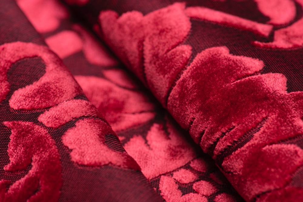 Damascato Jacquard Velluto Operato Bordeaux