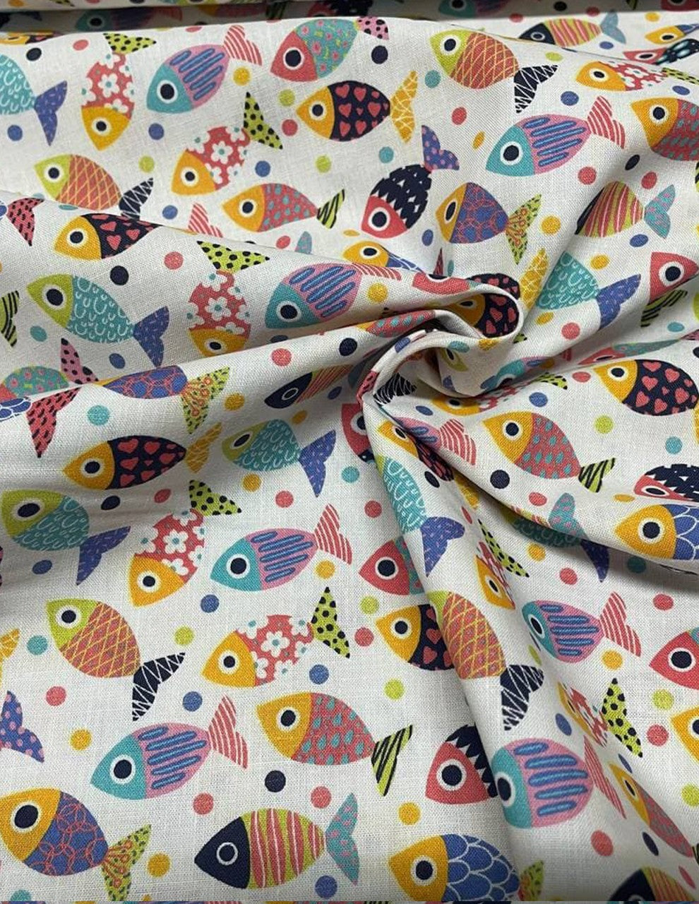 Tessuto Cotone Pesciolini Multicolor 150H
