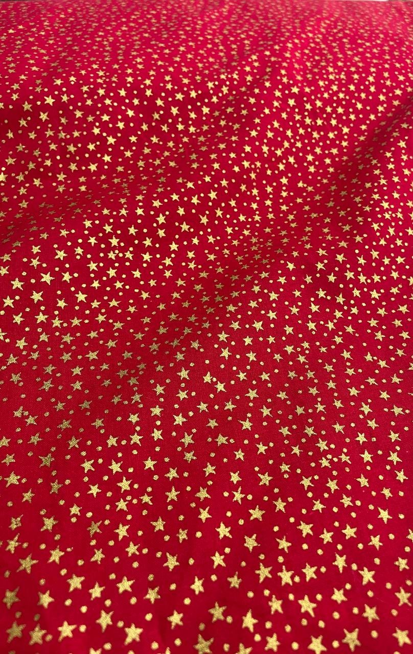 Puro Cotone Stelline Glitterate Rosso