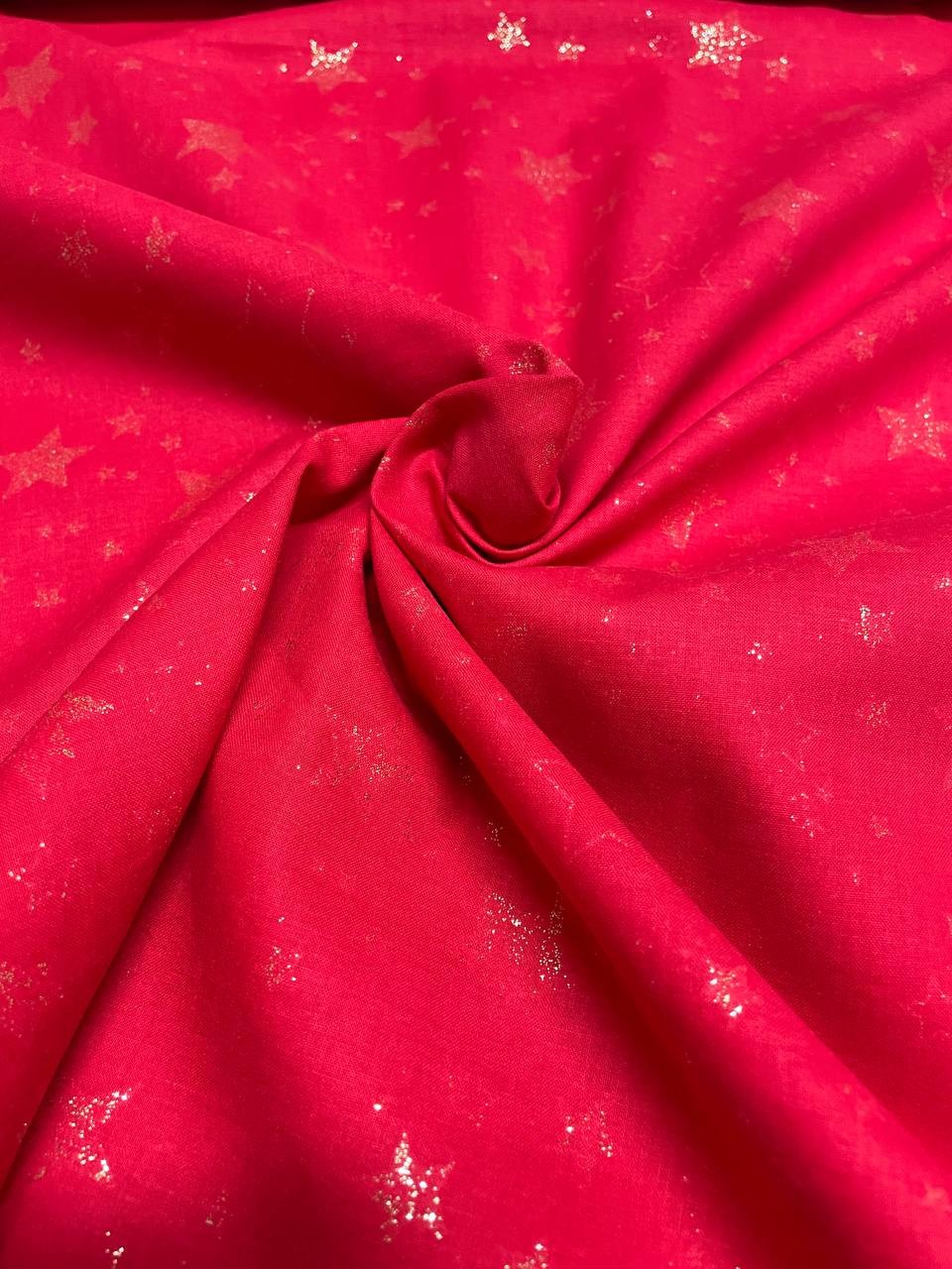 Puro Cotone Stelle Lurex Rosso