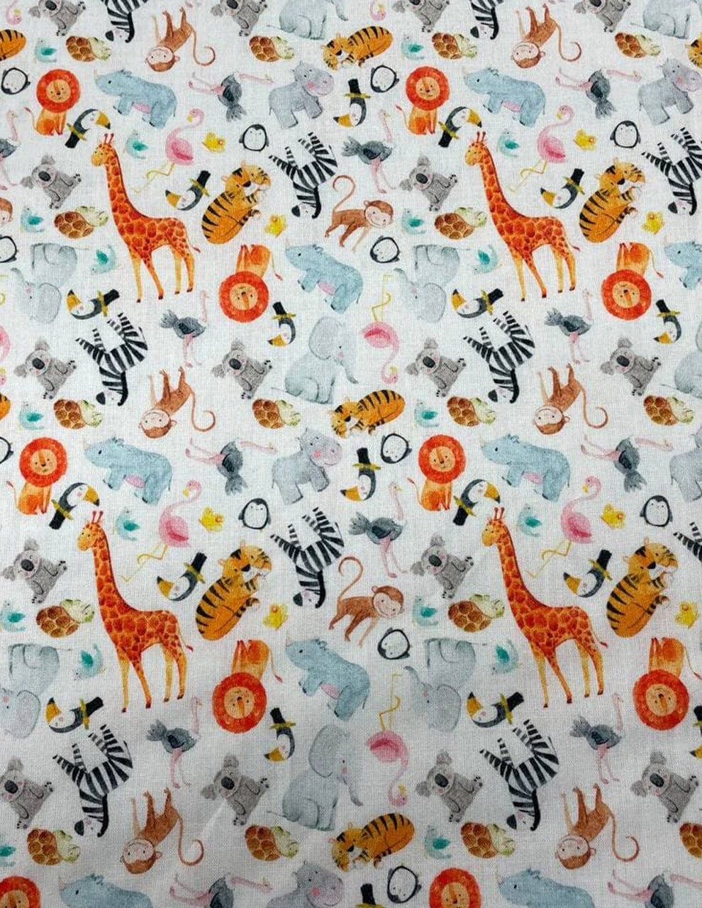 Tessuto Cotone Giraffe Koala Animali Giungla 150H