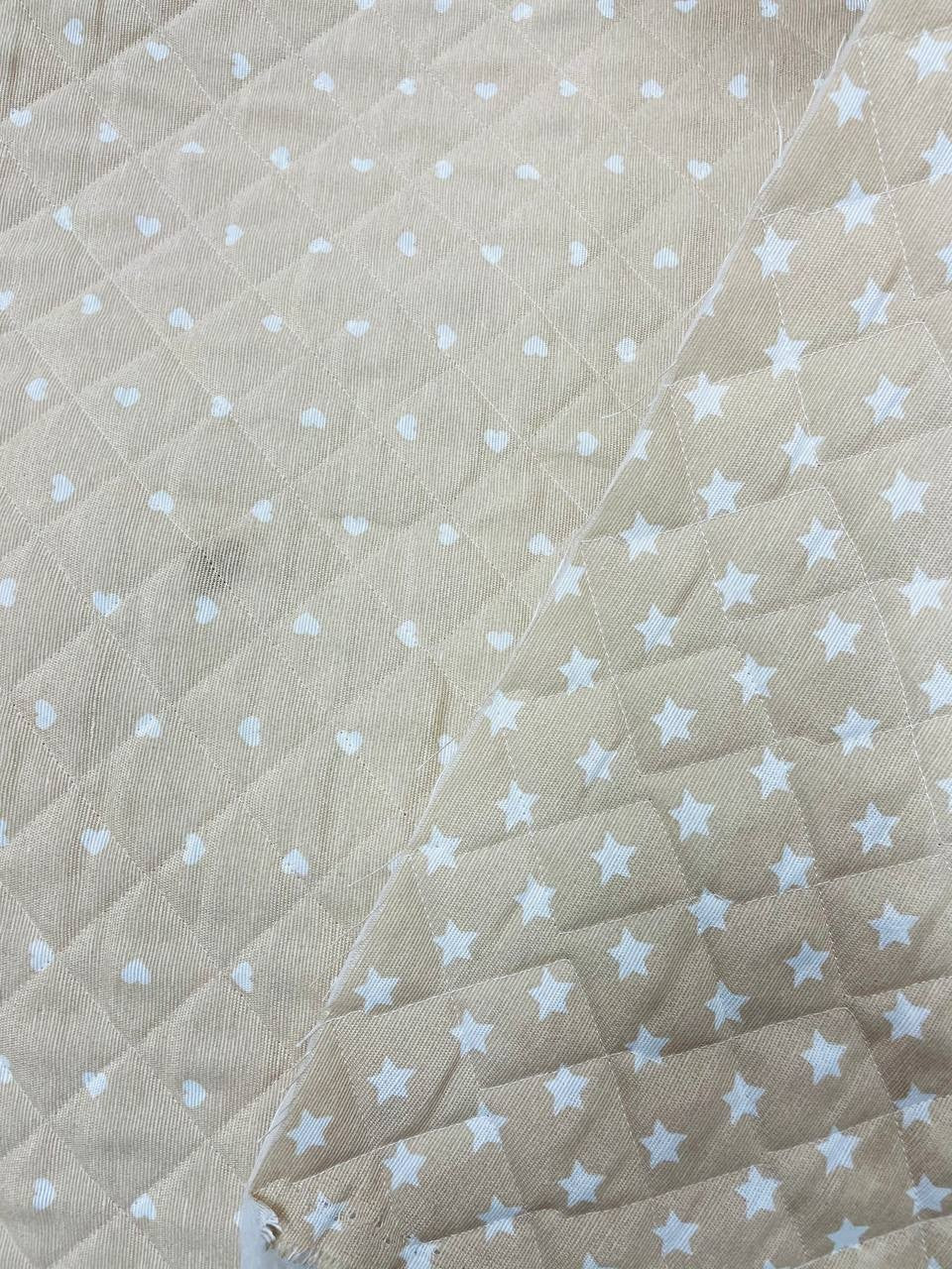 Trapuntino Trapuntato Beige Cuoricini Stelle Doubleface 250X150
