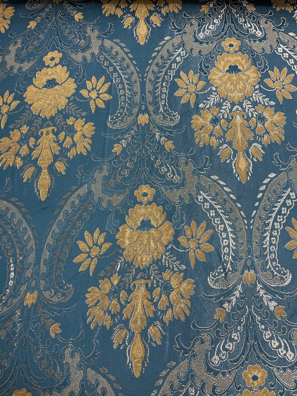 Tappezzeria Stile Ducale Blu Verde Avorio