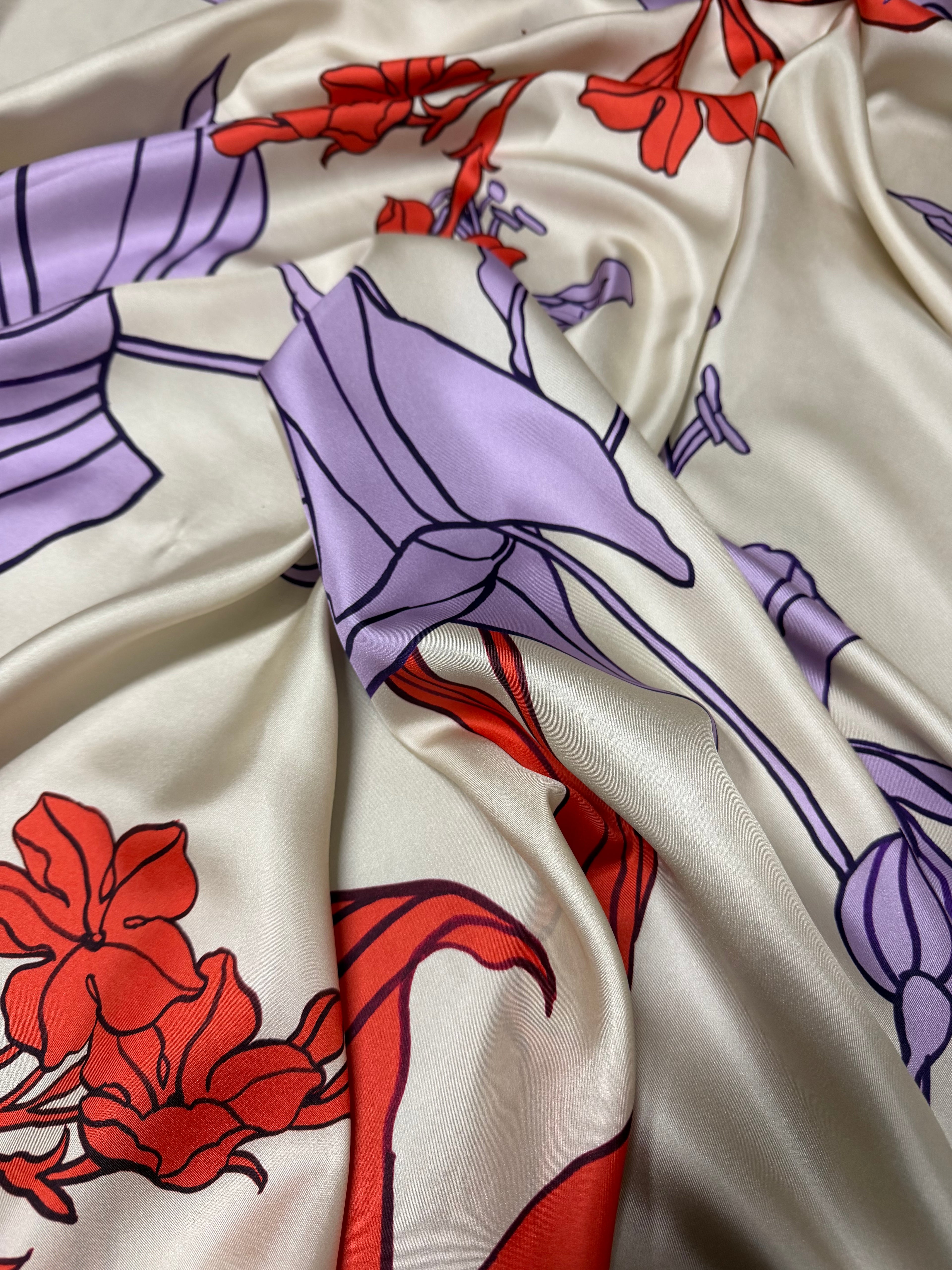 Tessuto Satin Floreale Artemide