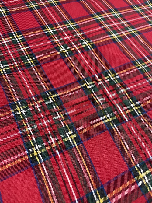 Tartan Scozzese Classic Rosso Verde Nero Righetto blu - WorldTessuti