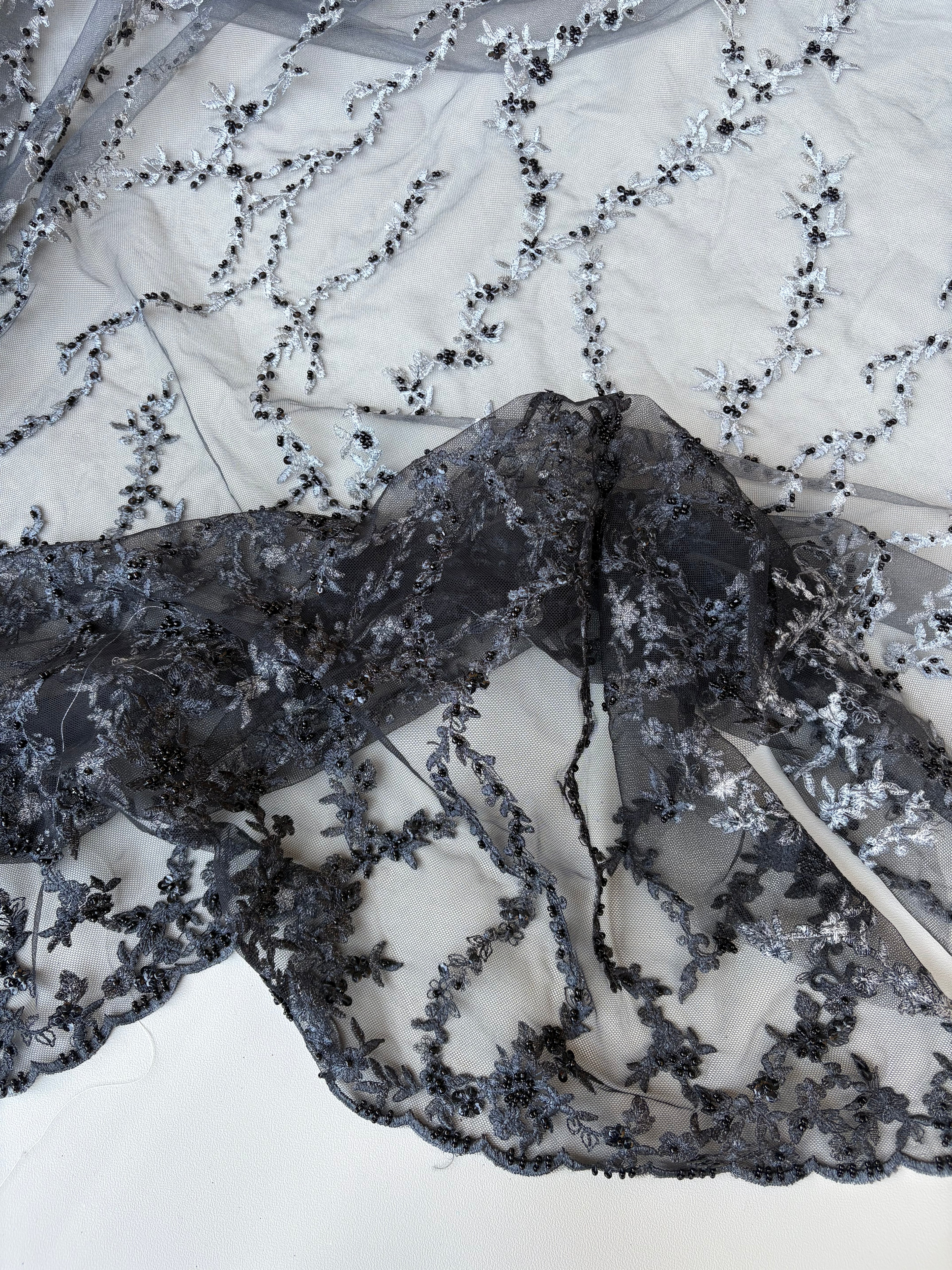 Pizzo Cerimonia floreale degradè nero/argento