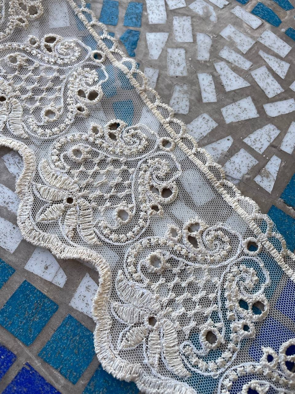 Pizzo Macrame ECRU Beige 12CM - WorldTessuti