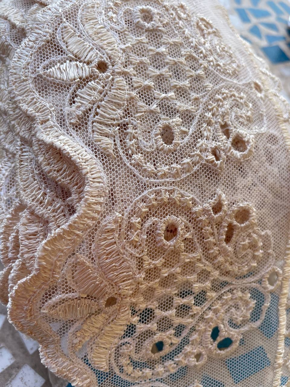 Pizzo Macrame ECRU Beige 12CM - WorldTessuti