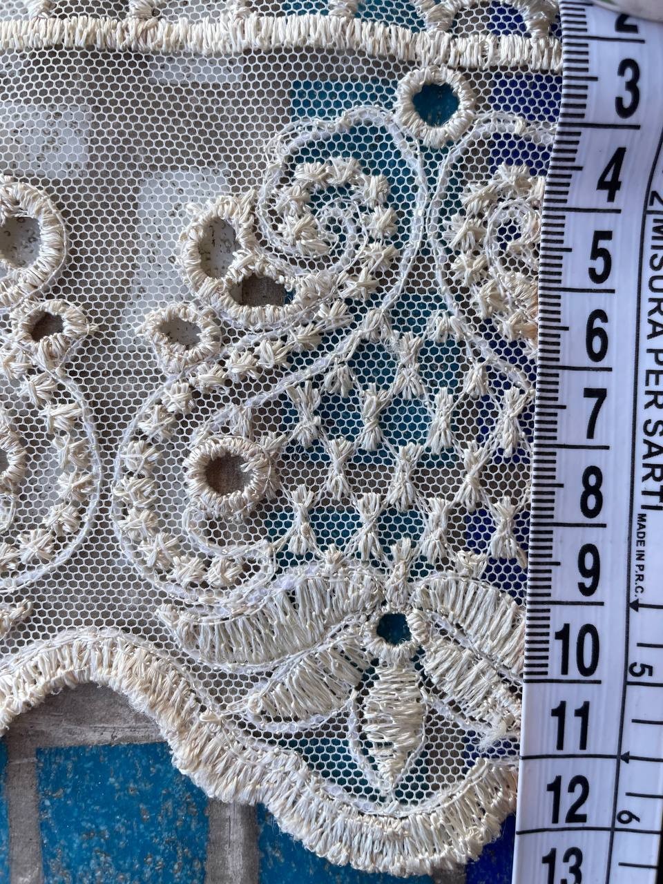 Pizzo Macrame ECRU Beige 12CM - WorldTessuti