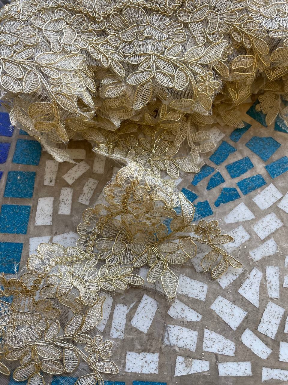 Pizzo Macrame Rintaglio Dorato 12CM - WorldTessuti