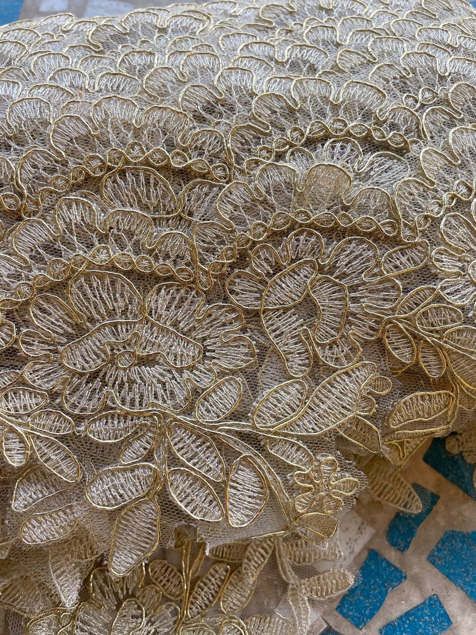 Pizzo Macrame Rintaglio Dorato 12CM - WorldTessuti