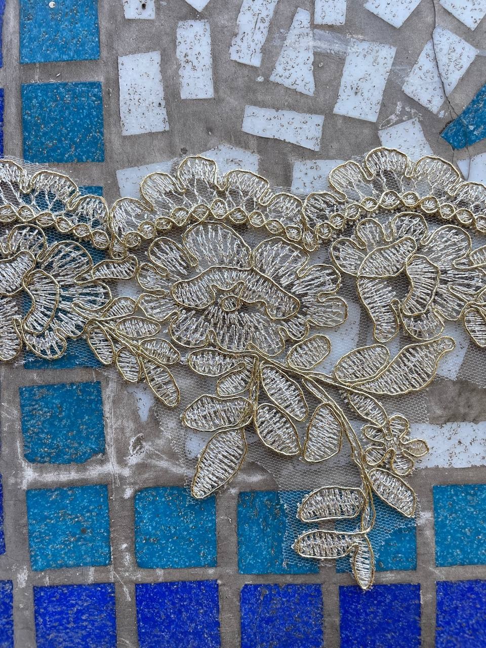 Pizzo Macrame Rintaglio Dorato 12CM - WorldTessuti