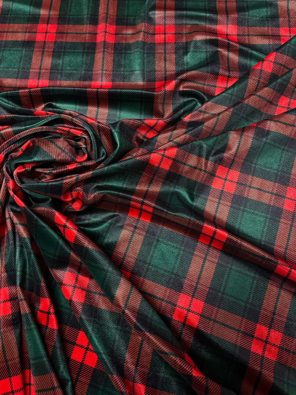 Velluto SCOZZESE TARTAN Verde ELASTICO