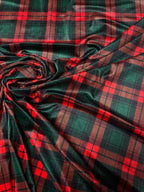 Green ELASTIC SCOTTISH TARTAN Velvet 