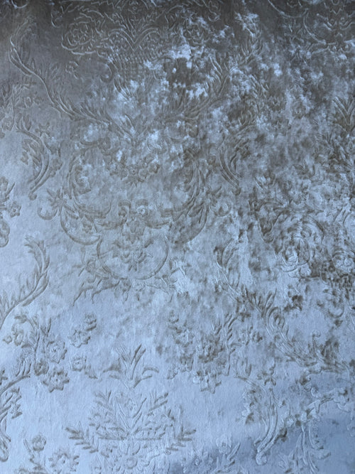 Damascato Jacquard Barocco Velluto Operato Panna Doppia Altezza 280 cm