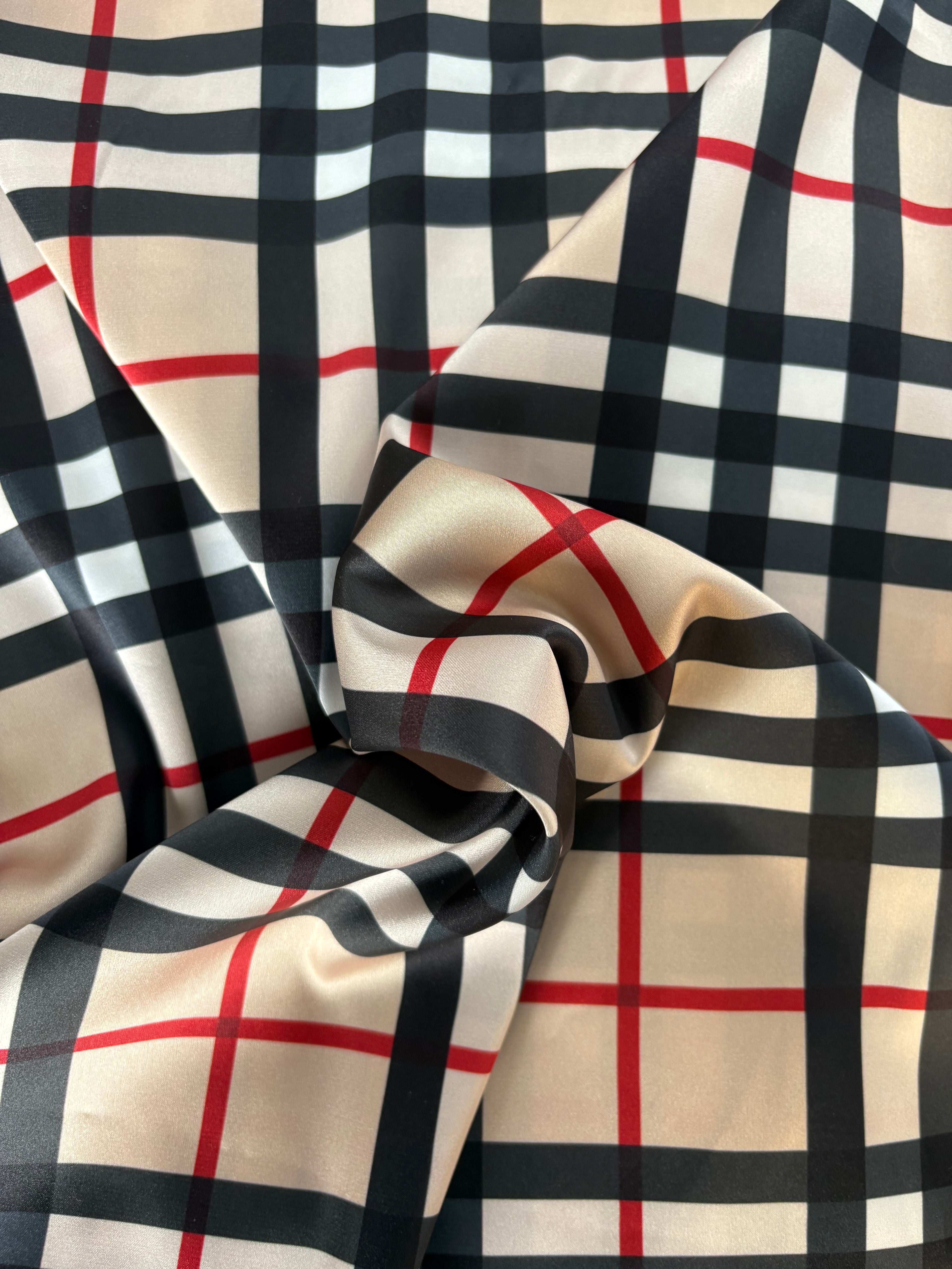 Scampolo Tessuto Satin Stile Inglese tartan Beige BB 2,50x1,50