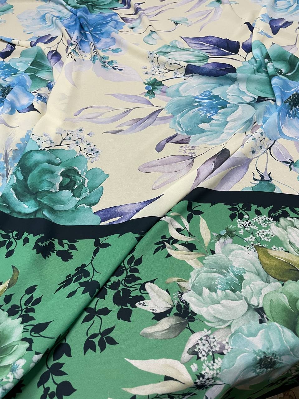 Scampolo CHIFFON FLOREALE BALZA VERDE ACQUA 200x150