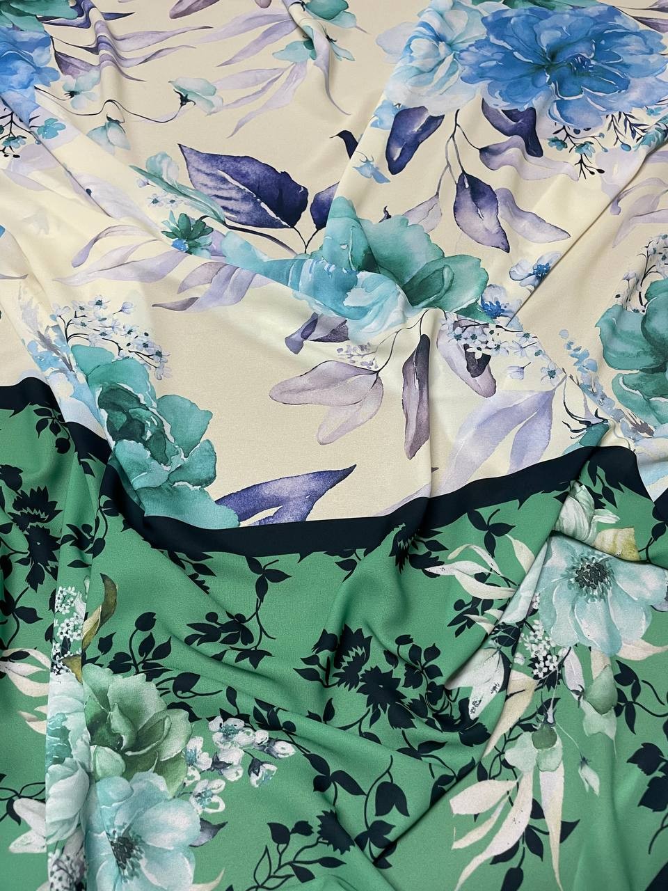 Scampolo CHIFFON FLOREALE BALZA VERDE ACQUA 200x150
