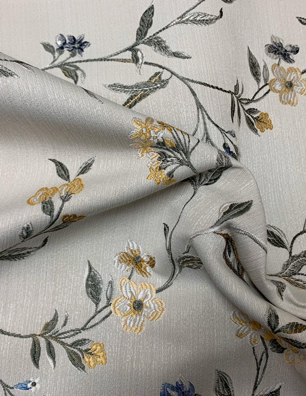 Tappezzeria Damascata Jacquard Ramace Giallo-Blu 280H