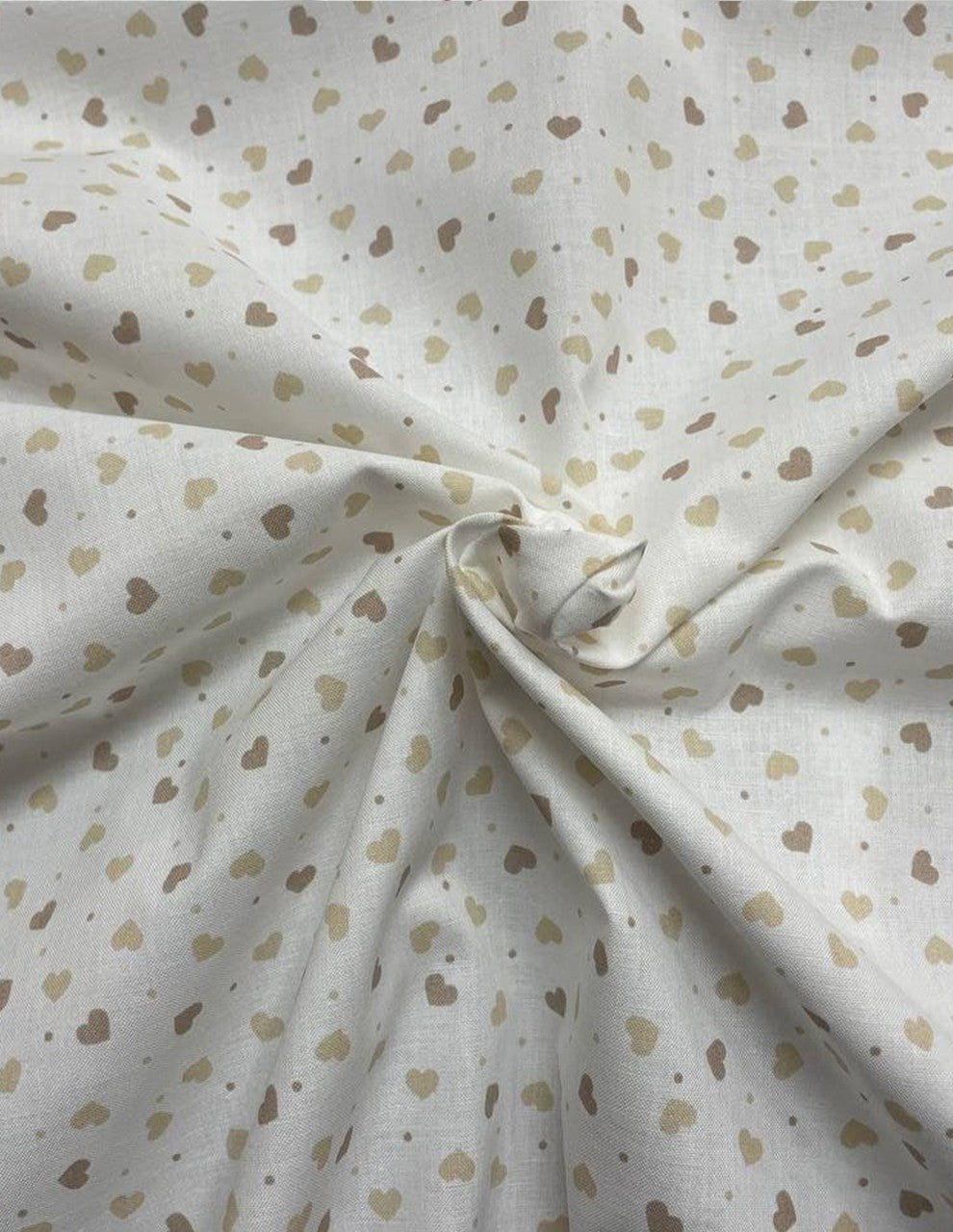 Tessuto Cotone Cuori Beige Percalle 150H