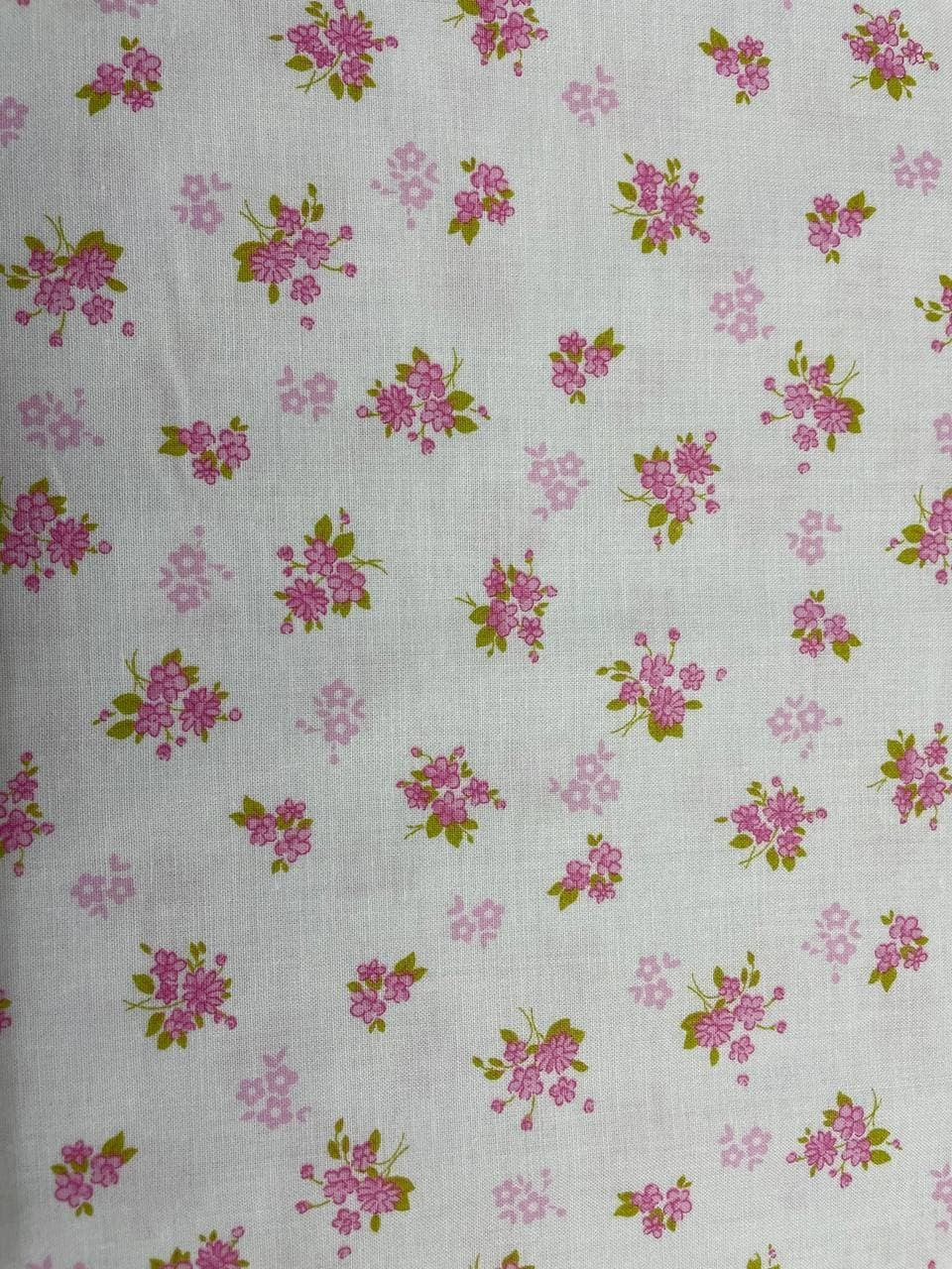 Tessuto Cotone Provenzale Fiorellini 150h ROSA-ROSSO