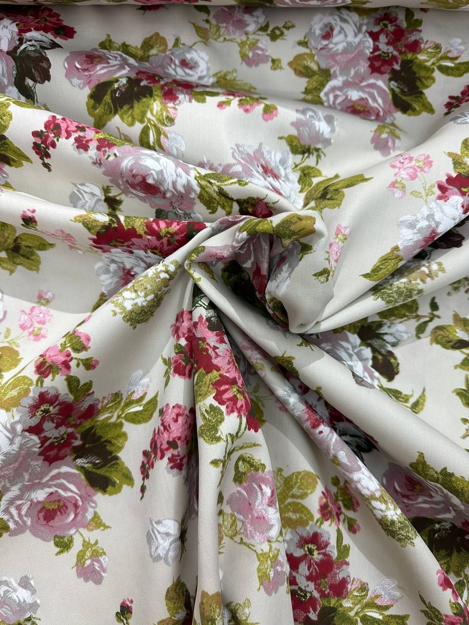 Rasatello Cotone Floreale Boquet Fiori SOTTOPREZZO