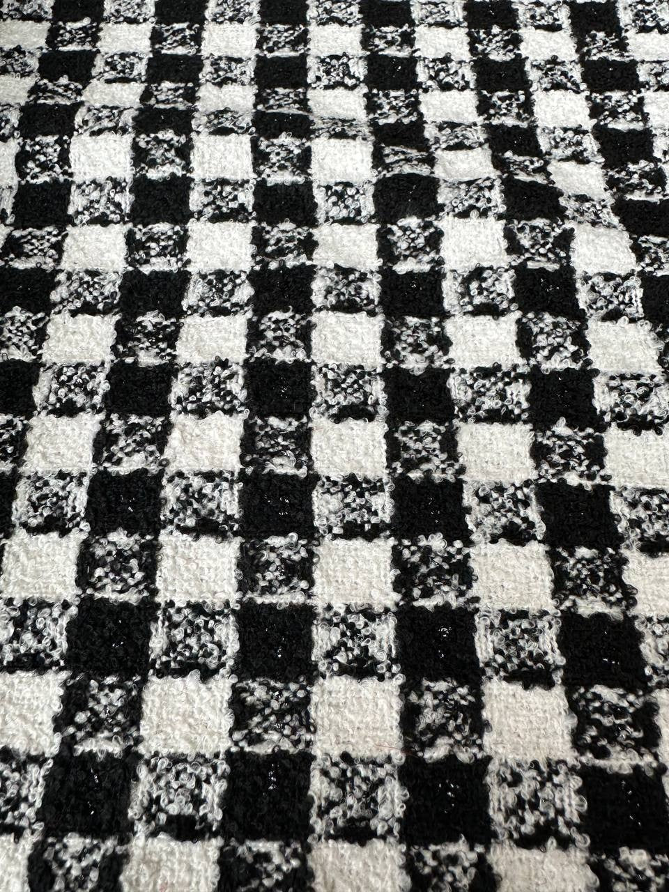 Tessuto Tweed Bouclè Tipologia Chanel Black White