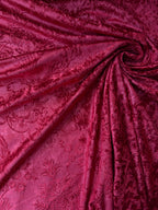 Damascato Jacquard Barocco Velluto Operato Bordeaux Doppia Altezza