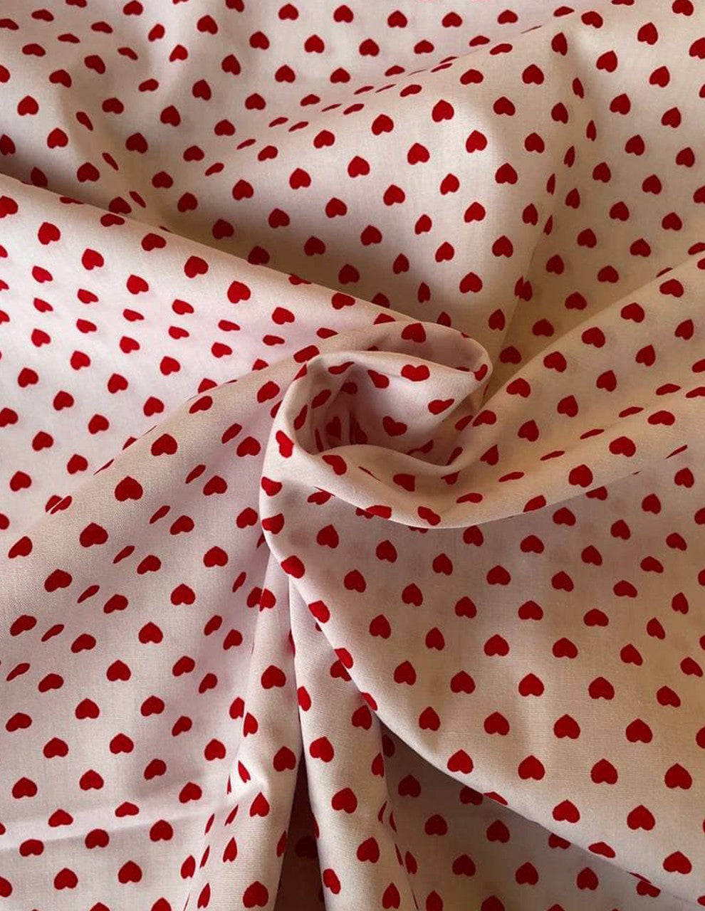 Tessuto Cotone Cuori Cuoricini Rosso 150H